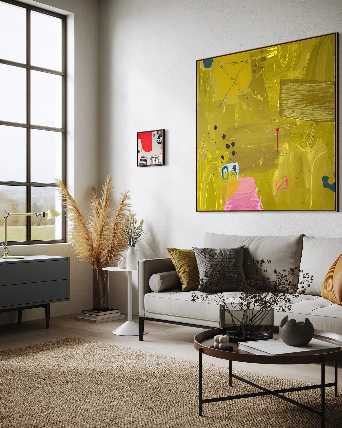 A room doesn&rsquo;t need a hundred things. It needs one unforgettable thing.
This is that thing. 💛 

&hellip;..
#abstractart #abstractpainting #contemporaryart #originalart #moderninteriors #artforinterior #statementart #interiordesigninspo #artcol