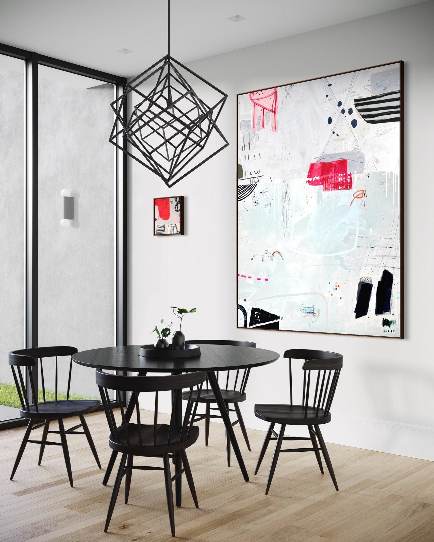 This piece just plays well with others. If you want to see it mocked up in your home, just send a wall pic and I&rsquo;ll drop it right in ✨
.
.
.
.
.

#abstractart #abstractpainting #modernart #contemporaryart #mixedmediaart #moderninteriors #interi