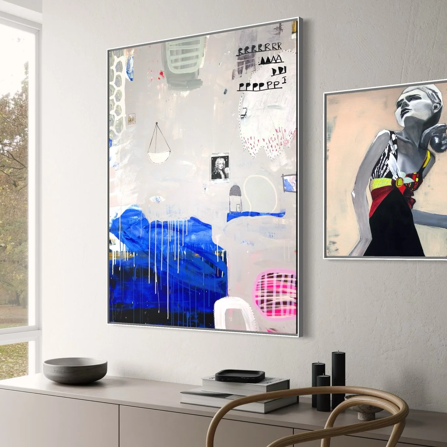 Reworked a piece from 2022. Was going to desaturate the ultramarine maybe, but I kinda likey. Yay or nay?

Libre
36x48 inches
.
.
.
#contemporaryartwork 
#abstractsonfire 
#artcollecting 
#interiordesigninspiration 
#sarahfinucane