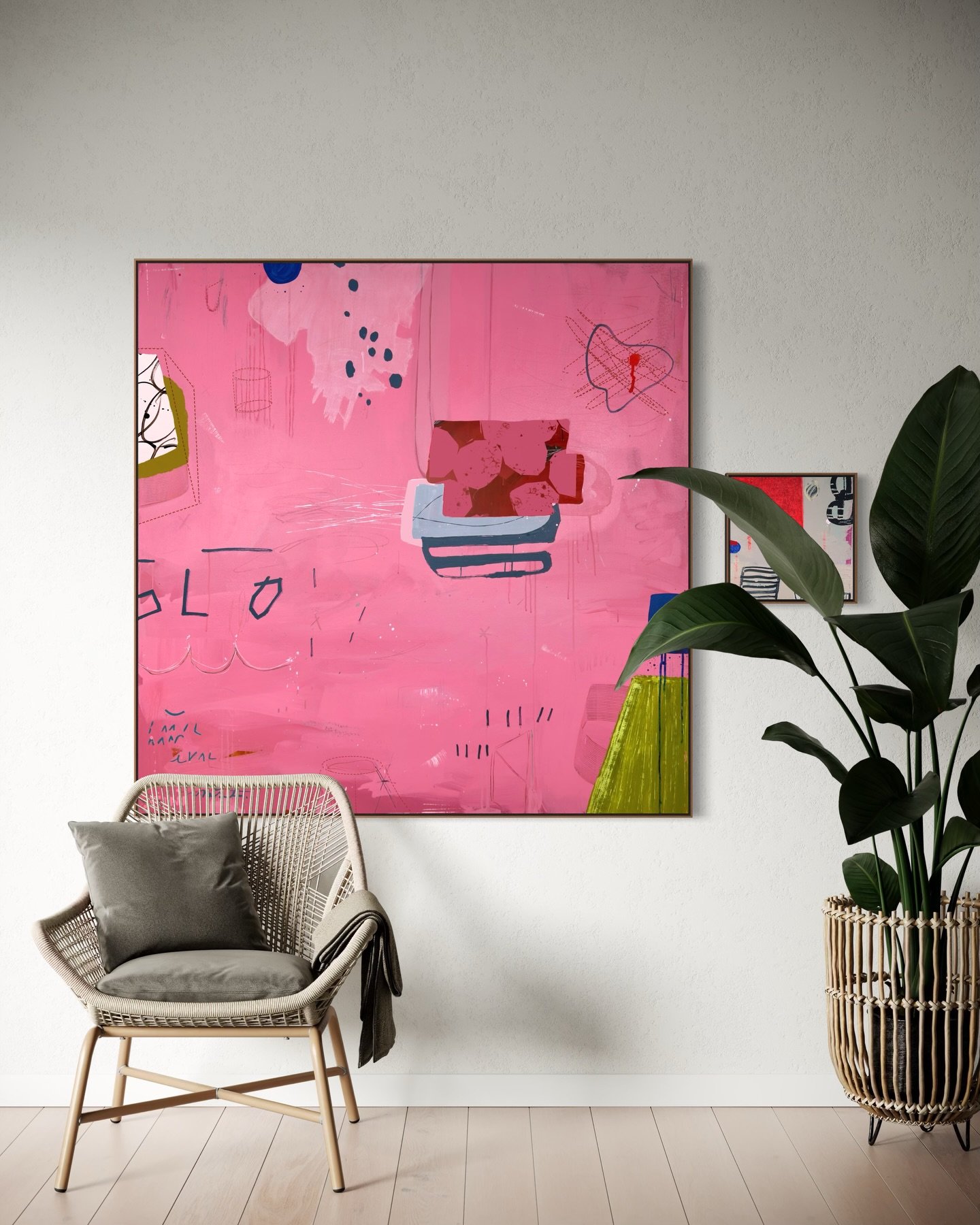 Just shoveled my way out of 2 feet of snow ❄️ outside, but doing color therapy inside. 
Here&rsquo;s a pink edit 💗🌸
.
.
.
.
.
#arttherapy #pinkpaintings #abstractobsession #contemporarypaintings #sarahfinucane