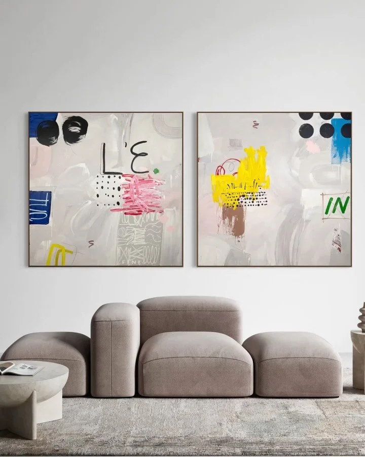 🆕 
In &amp; Out
48x48 inches each

The beginning of a new direction I&rsquo;m calling Velvet Edge (was toying with quiet riot too)&mdash; restraint meeting resistance, a little rebellious. Soft ground, sharper interruptions. Letting space do more of