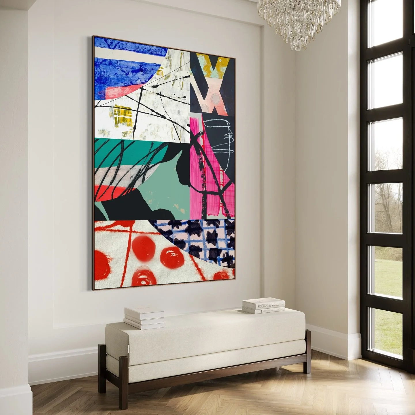 Rendezvous
48 x 72 inches

The moment things meet&mdash;color, line, gesture&mdash;mingling, colliding, pulling toward each other with a magnetic energy. Spontaneous, and a little indulgent&hellip; it sets the tone the second you walk in.

Perfect fo