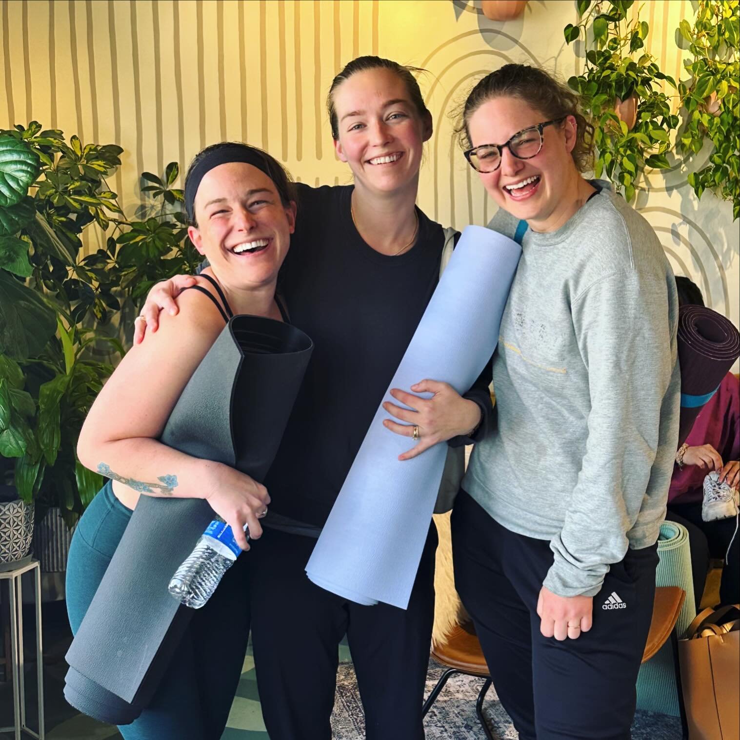 Overheard these three lovelies talking all things motherhood today after the 9:30am Upbeats class. Come for the sweat - stay for the supportive community!  Coffee next week post class please 💗🆙
