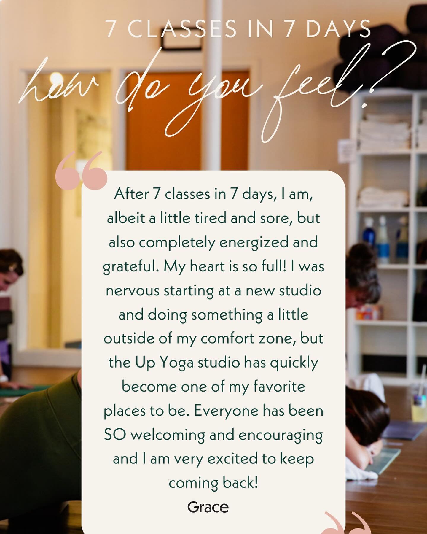 Seven classes in seven days. How do you feel? 

These testimonials speak to the power of this practice. Thank you to everyone who made it to the studio to celebrate our 7th birthday by taking seven classes in seven days!

#upyoga #mnyoga #community #