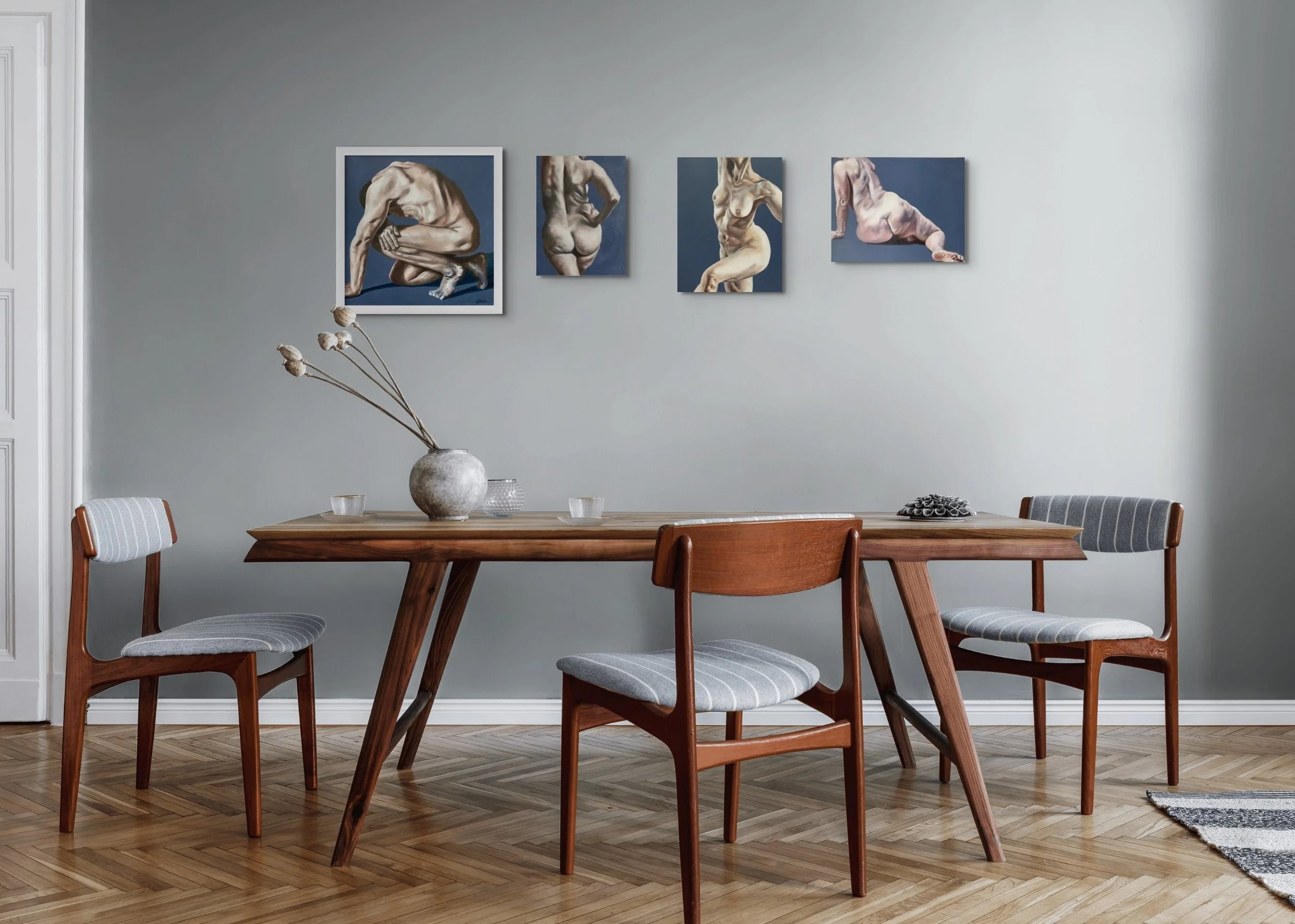 Detail showing the Blue Nudes series in situe