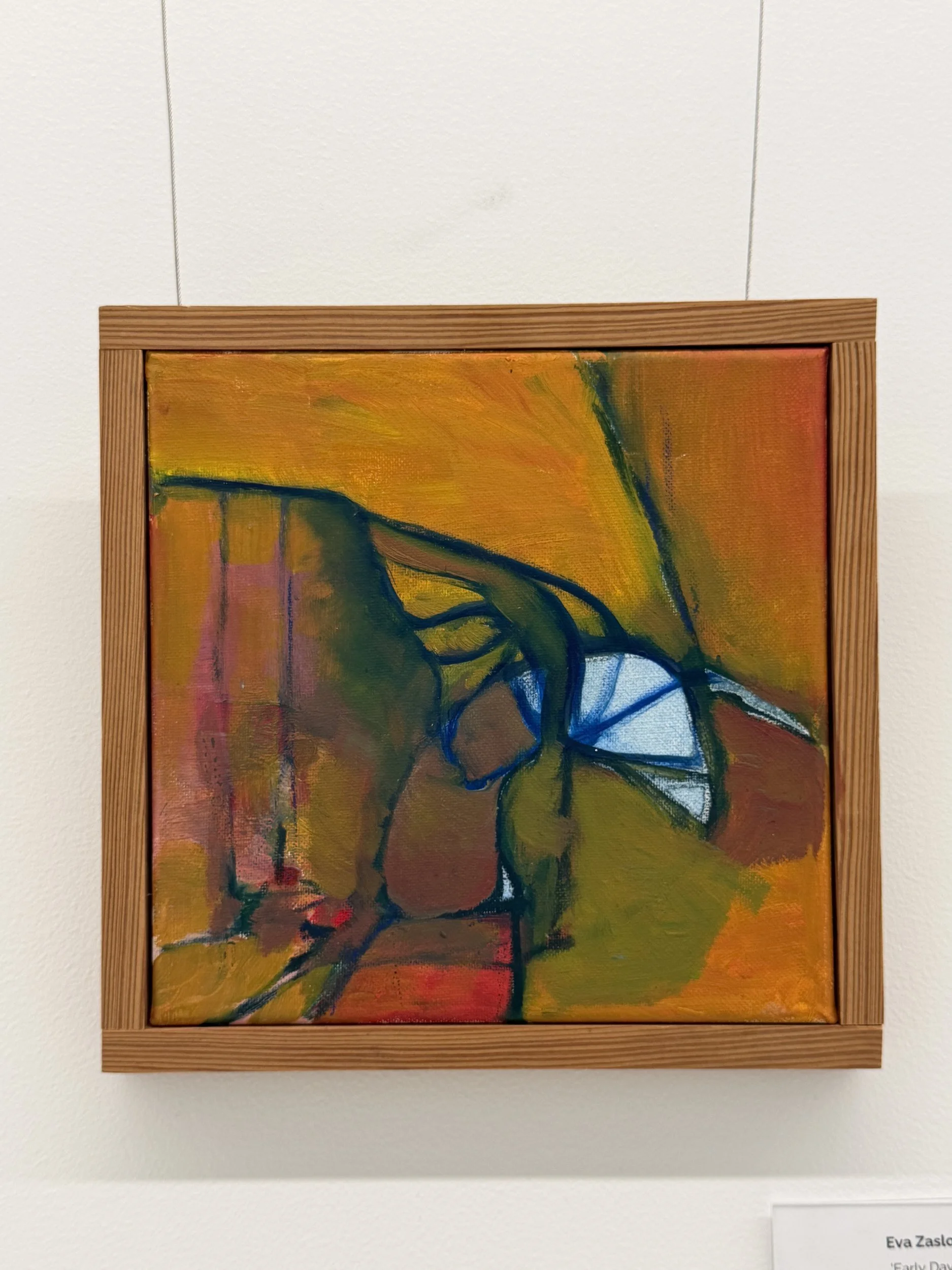 First flight, 2025. Painting by Eva Zasloff, shown in Palingenesis at Gallery 1832, LabCentral, Cambridge, MA.