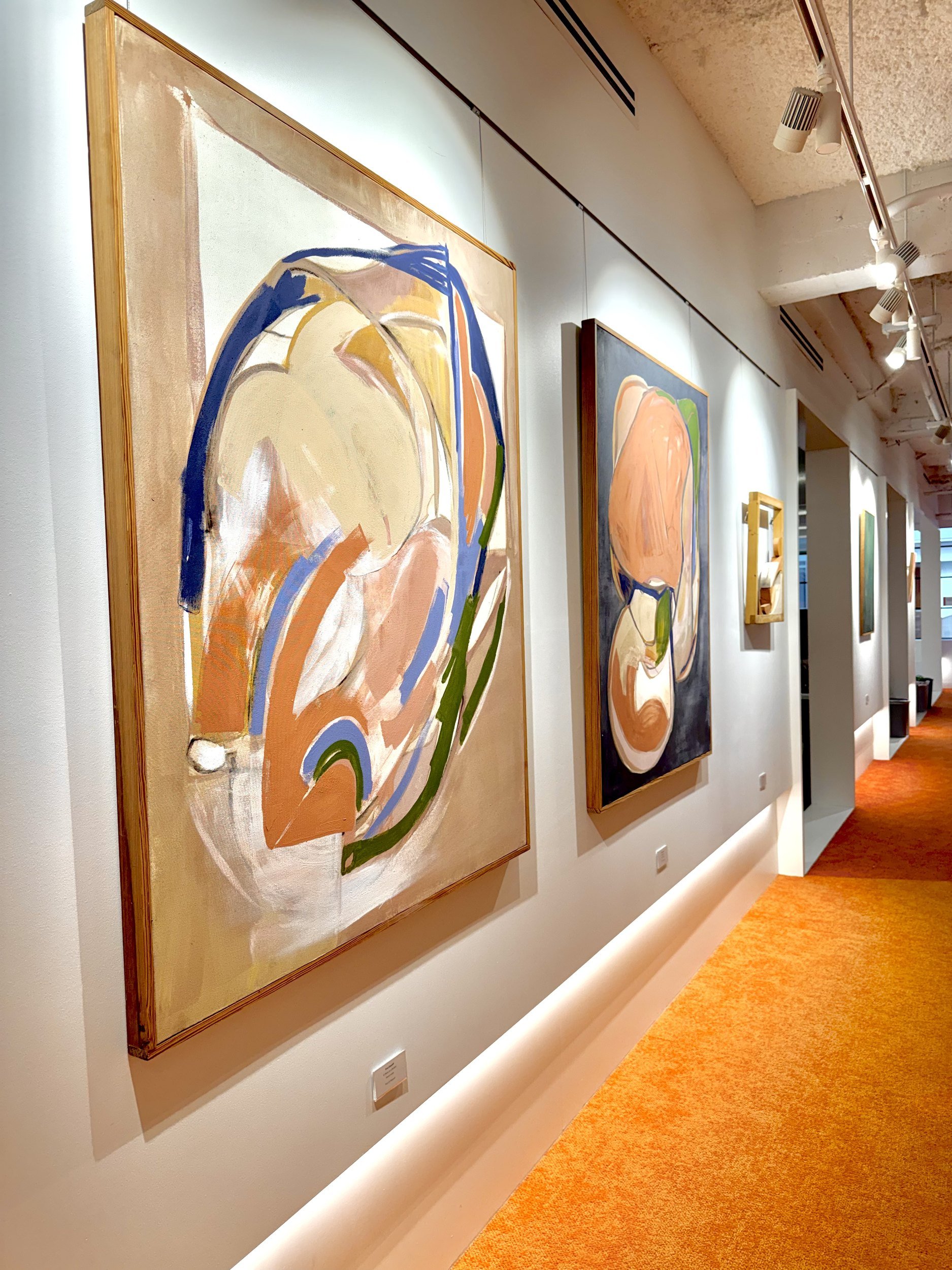 Moon or a Button and Palingenesis, 2026. Painting by Eva Zasloff, shown in Palingenesis at Gallery 1832, LabCentral, Cambridge, MA.