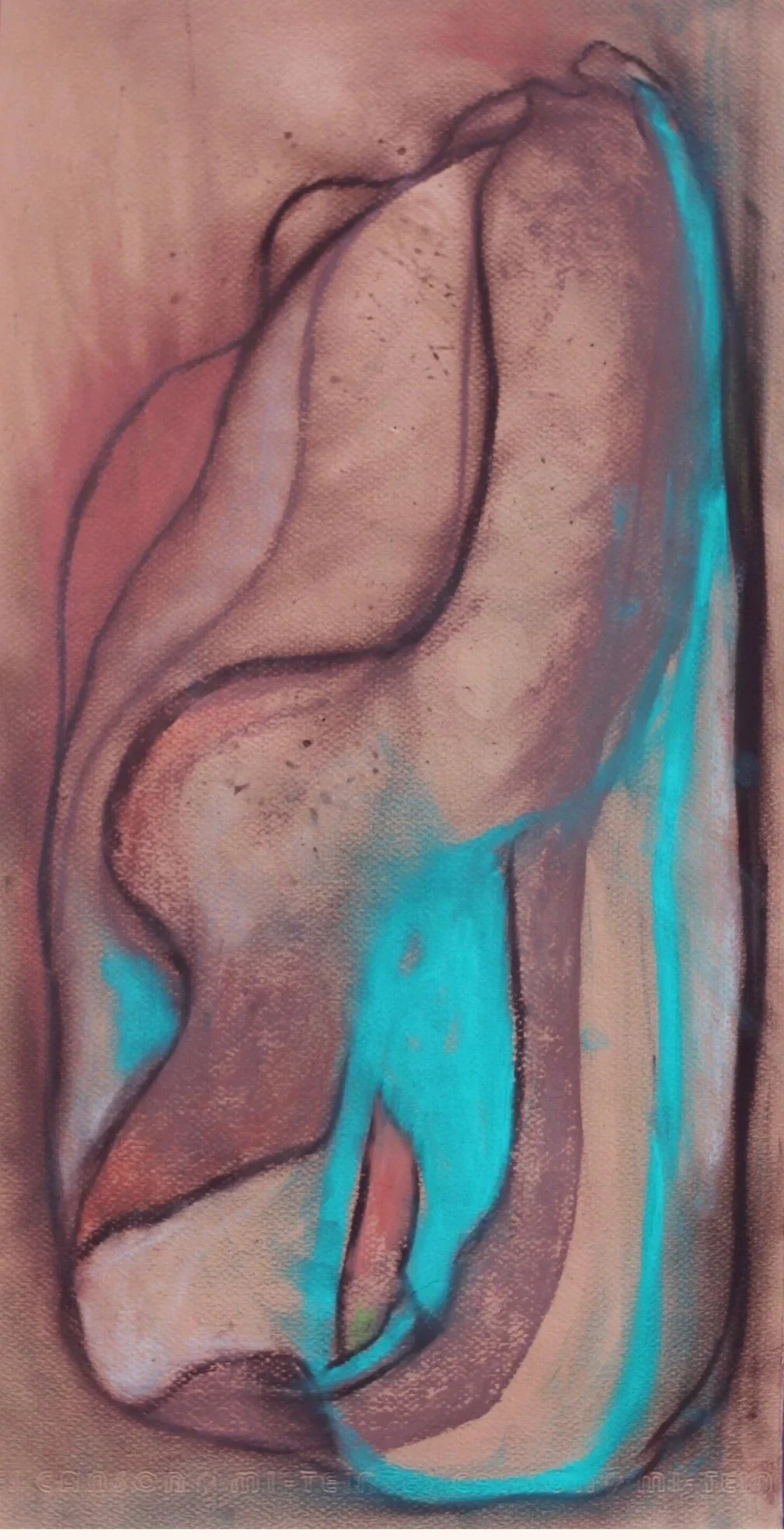 Body, painting by Eva Zasloff. 2020. Pastel on paper. 10 x 20 in.