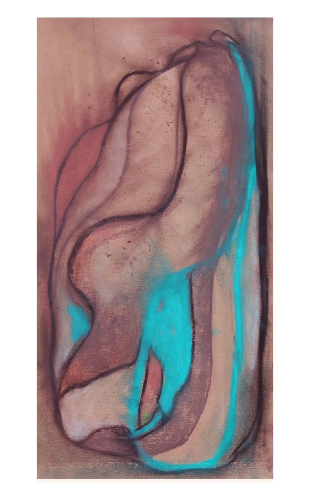 Body, painting by Eva Zasloff. 2020. Pastel on paper. 10 x 20 in.