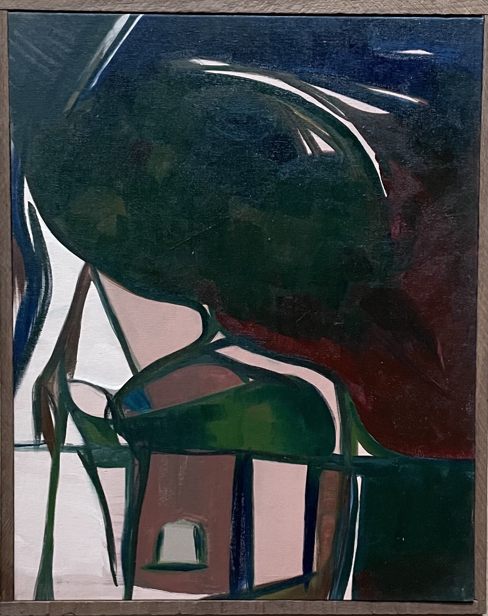’Laying on top of my house, staring at stars,’ 2021. Oil on canvas. 16 x 20 in.
