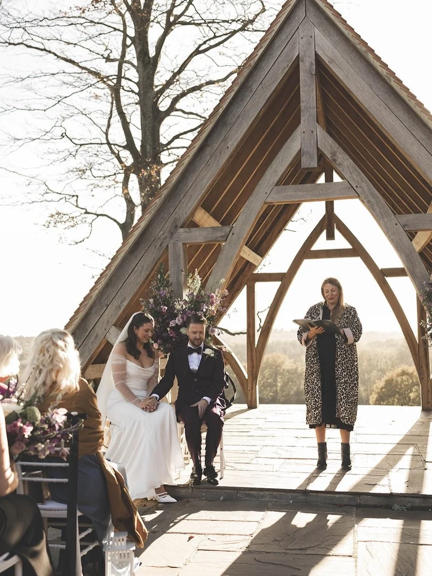 ⭐️DAN &amp; BETH⭐️ 

Throwback to this gorgeous ceremony at @highley_manor_sussex for Dan &amp; Beth &hearts;️

It was a perfect, crisp November afternoon. Just about warm enough for people to be sitting outside, just about cool enough for the guest 