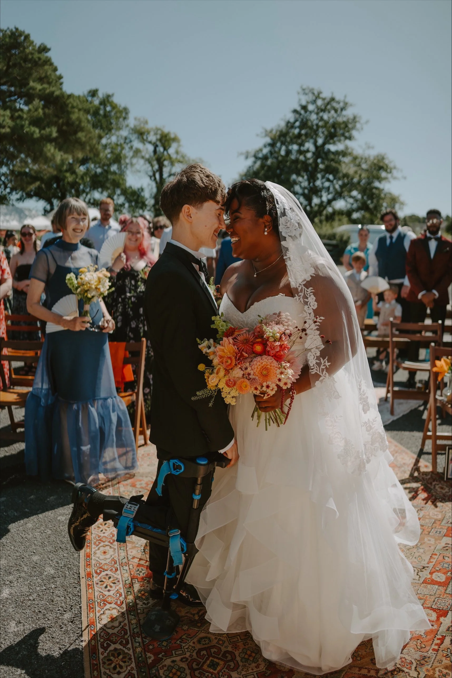 couple looking happy on wedding day