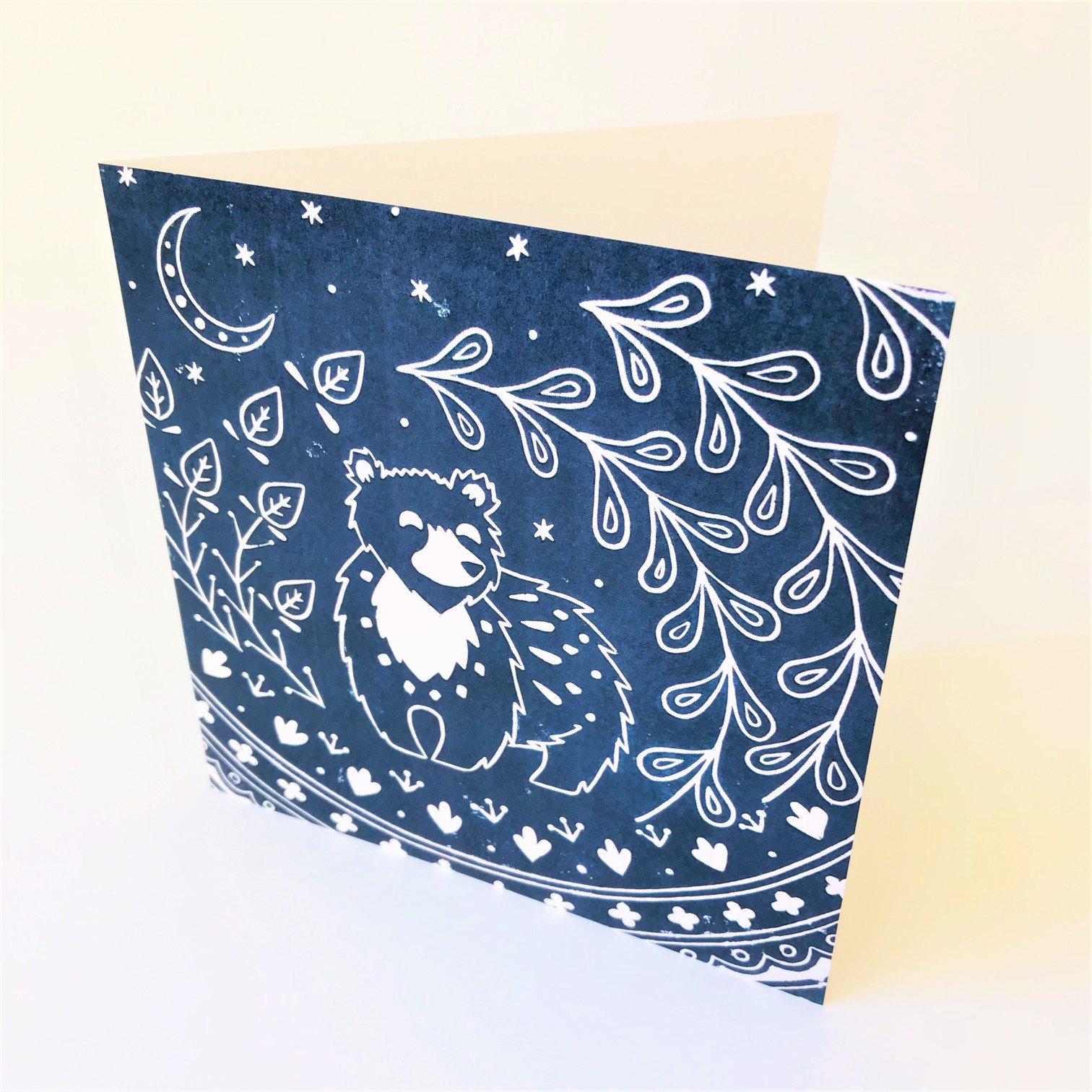 Leon Bear Greetings card, Scandi art