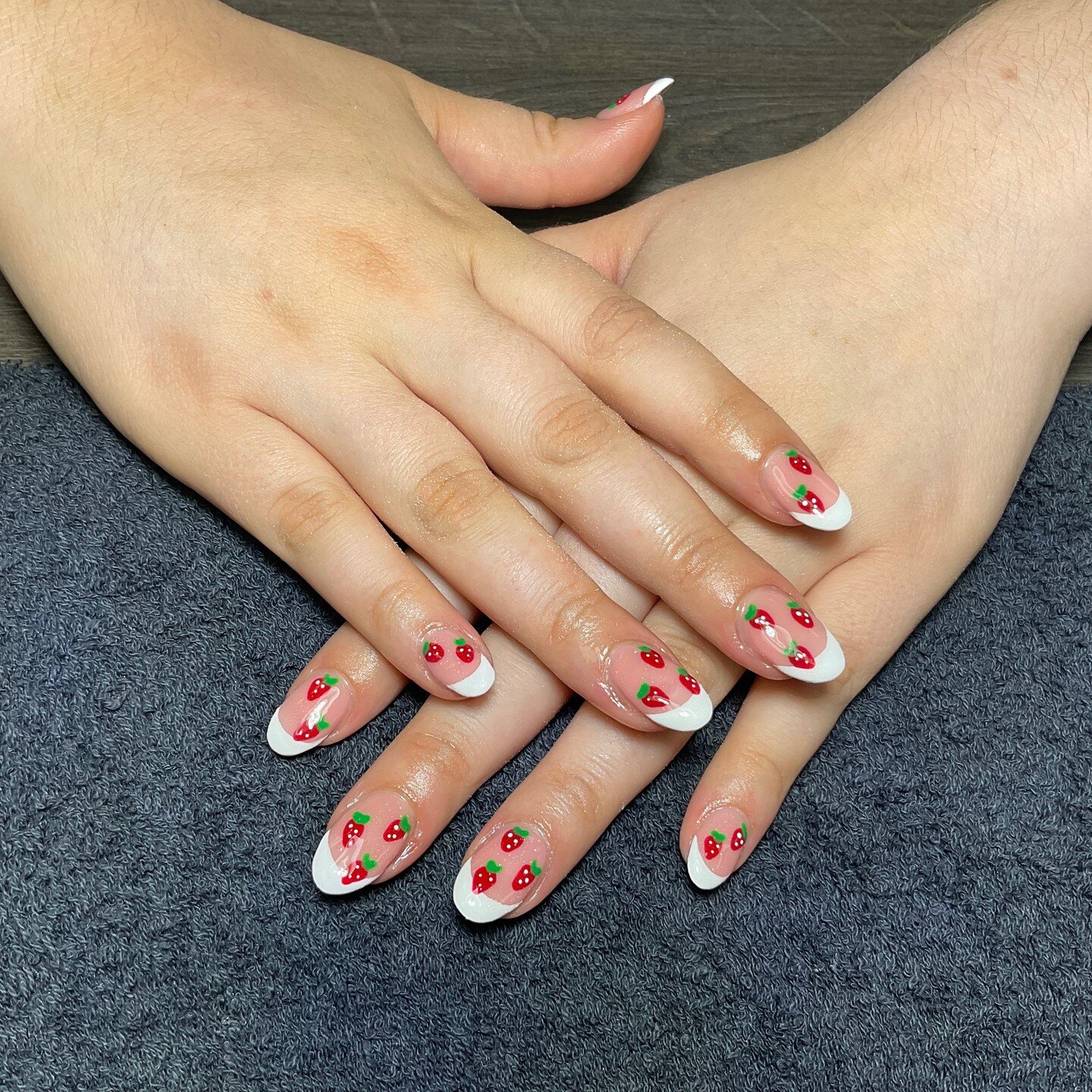 Strawberry french gel extensions by Kenzie 🍓