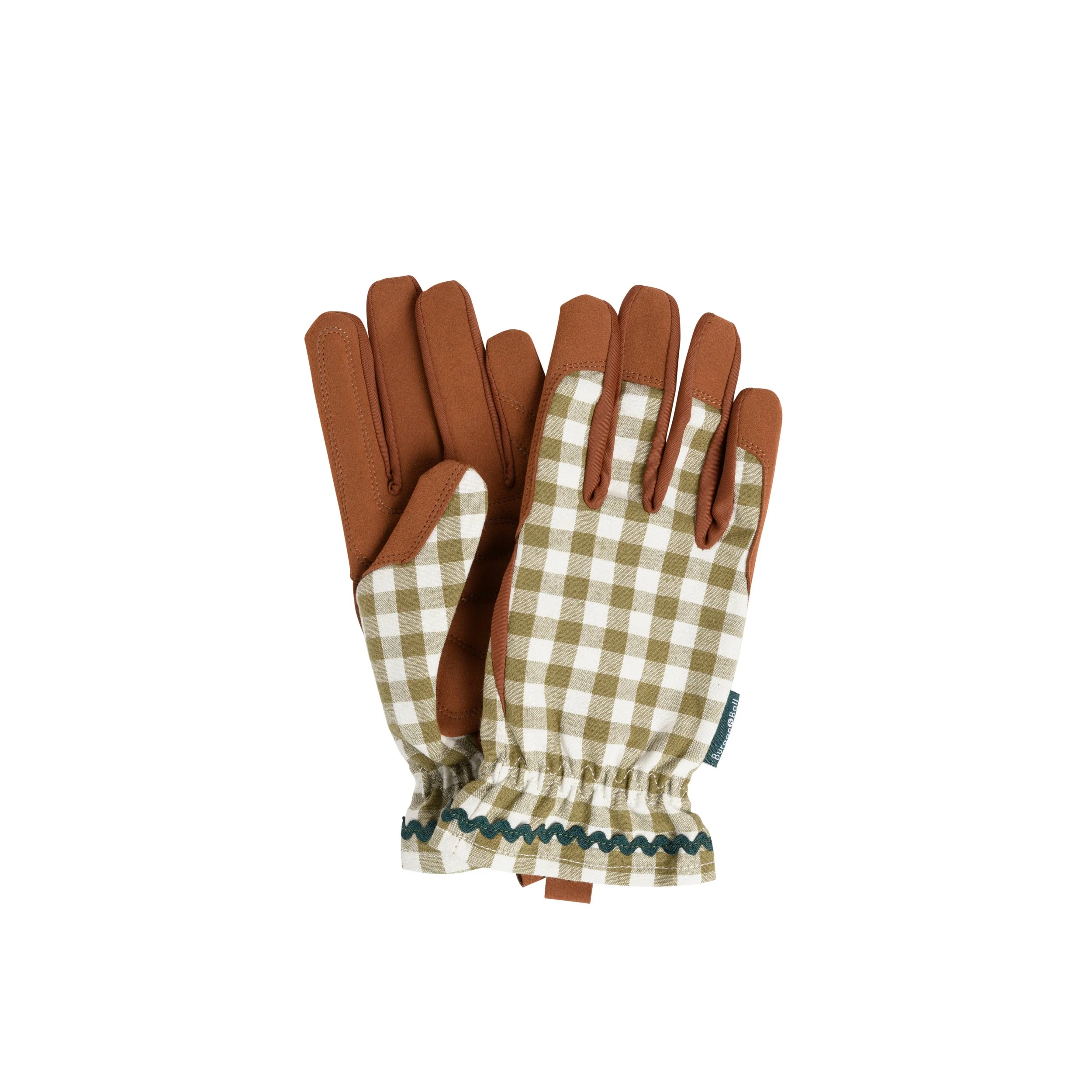 Olive Gingham Gardening Gloves