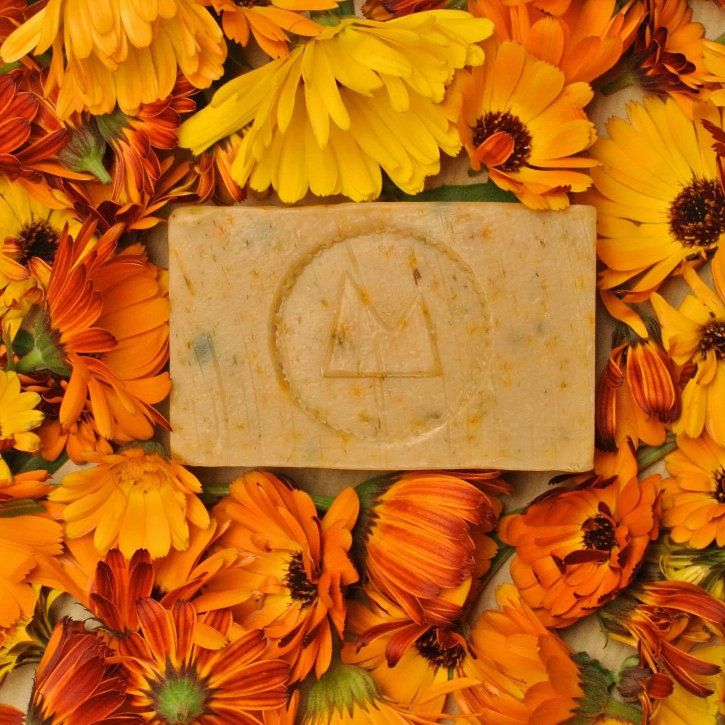 Our Calendula Soap Block, made by hand in collaboration with @hagofthemist using our own calendula hand-picked from the garden, and beeswax from our hives.

A beautiful (and beautifully-scented) gift this festive season.