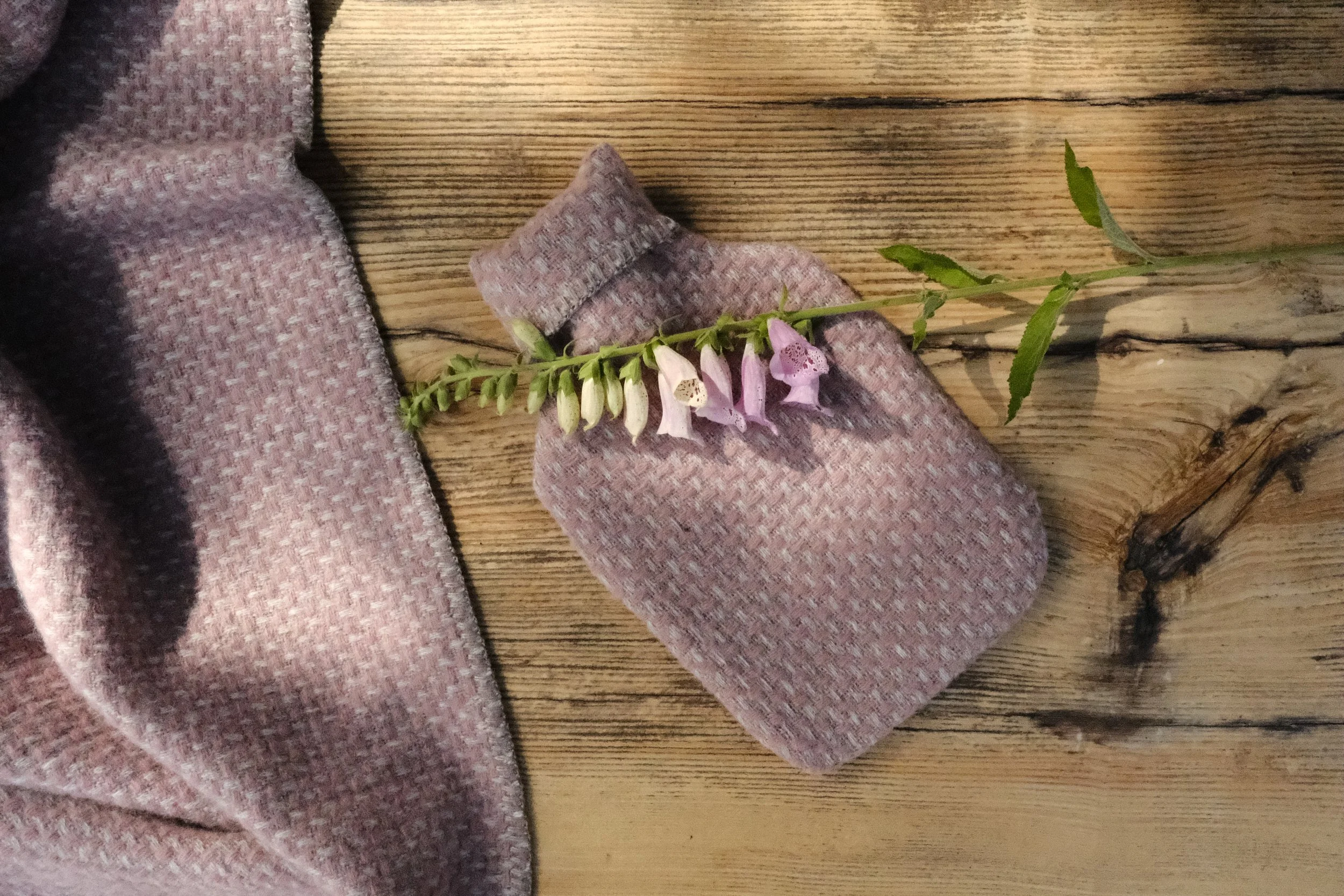 Pink Dusk Twill Hot Water Bottle