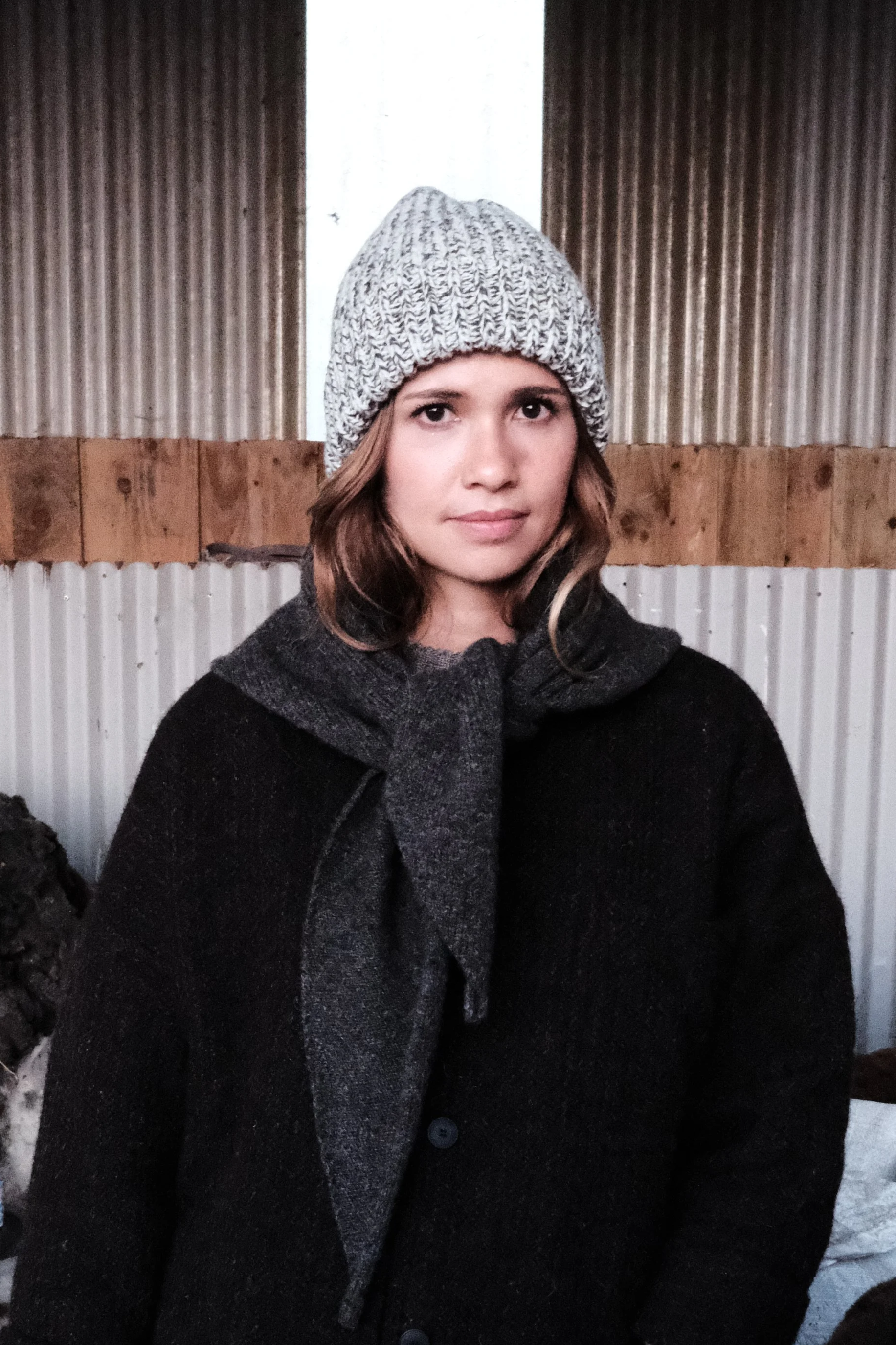 Brown + Cream (Black Welsh Mountain, Merino + Romney) Hat