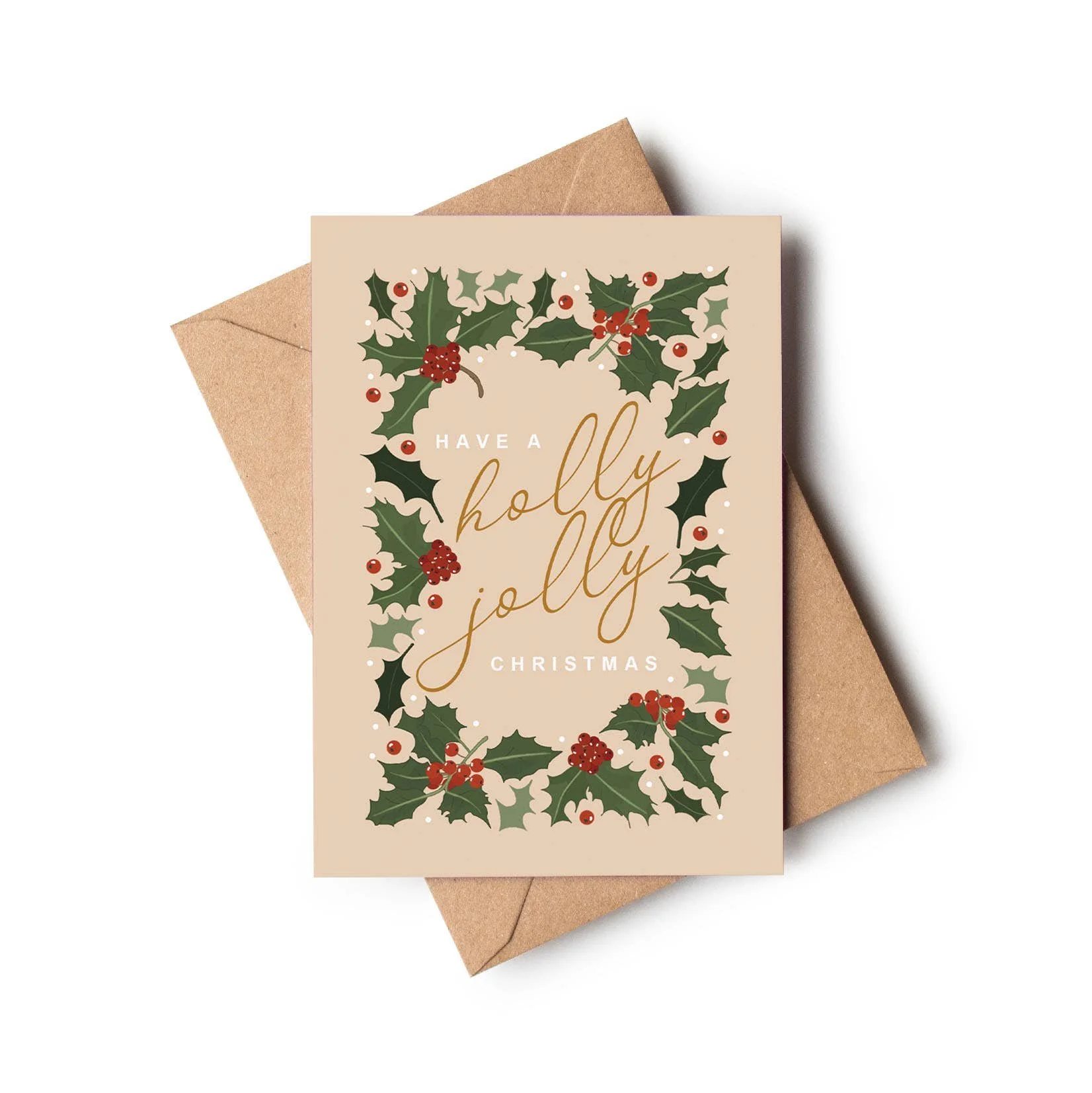 Holly Jolly Christmas Cards, Set of 5