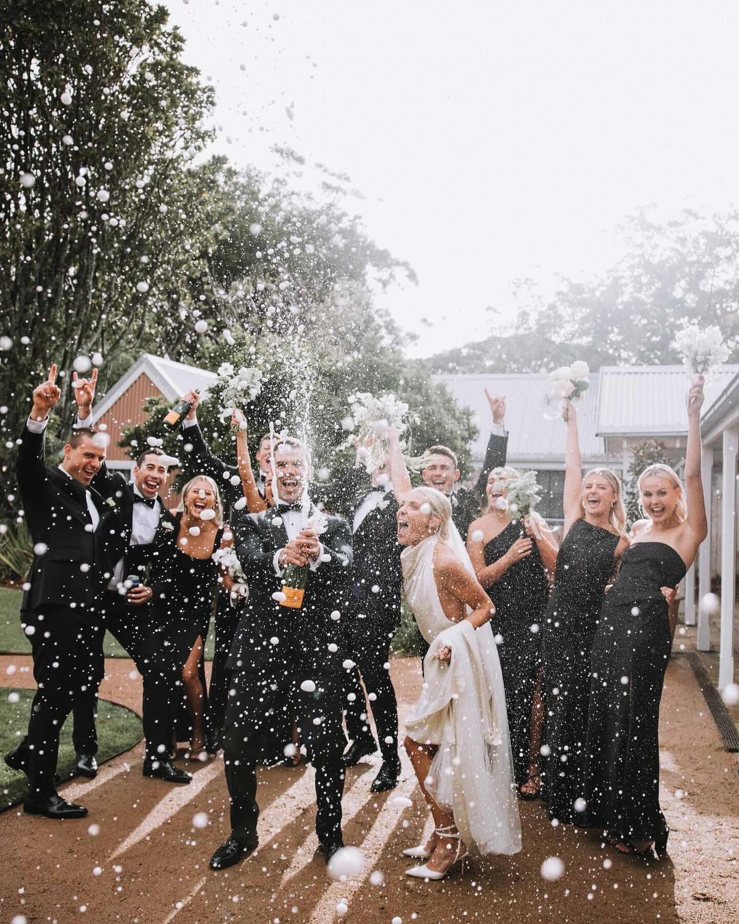 Max and Lara making it rain on an already soggy day at @greyleigh.kiama. Erratic weather didn&rsquo;t stop the party at this epic South Coast wedding. 

~

Photographer: @wills.weddings
Videographer: @wills.weddings
Venue: @greyleigh.kiama
Celebrant: