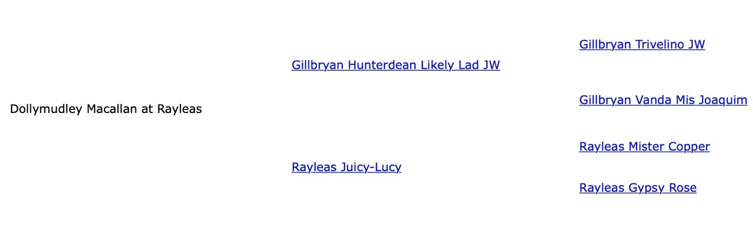 Dollymudley Macallan Pedigree