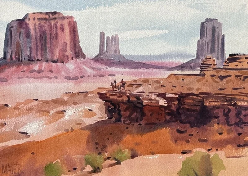  RIDERS, MONUMENT VALLEY Watercolor 
     |      10" x 14" 