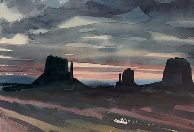  SUNSET MONUMENT VALLEY Watercolor 
     |      8" x 12" 