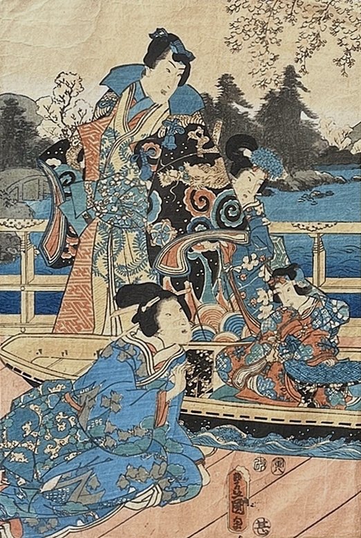 UTAGAWA KUNISADA (1786-1864) from The Tale of Genji 13 1/4" x 9" 