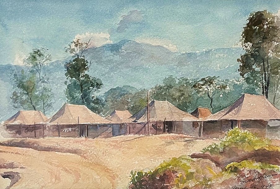  COMPANY AREA (along the Ledo Rd.)  Watercolor 6 1/4" x 9 1/4" 