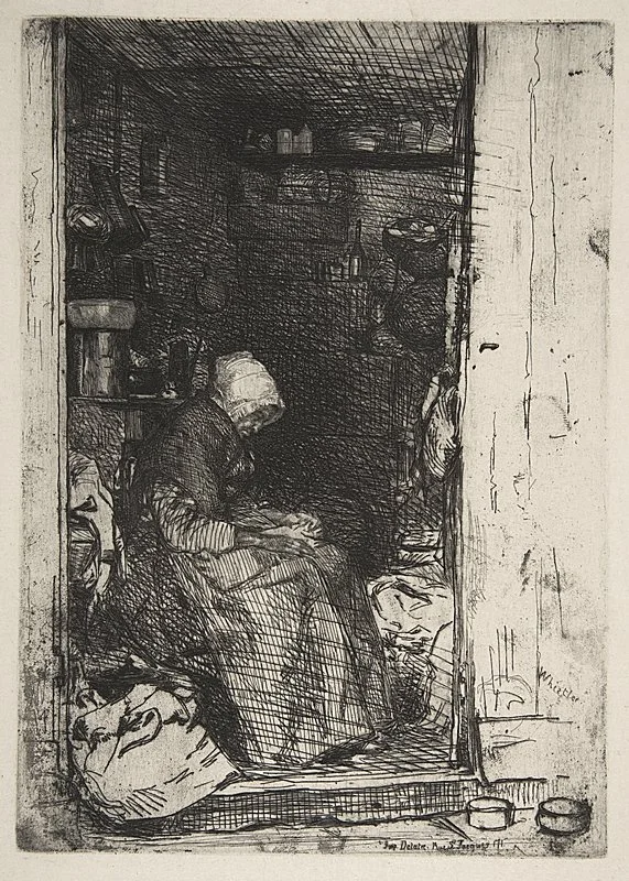  LA VIEILLE AUX LOQUES  K#21 state III, Etching & drypoint 8 1/4" x 5 13/16" 