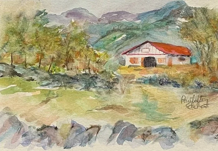  OLD COUNTRY BARN watercolor  5" x 7" 