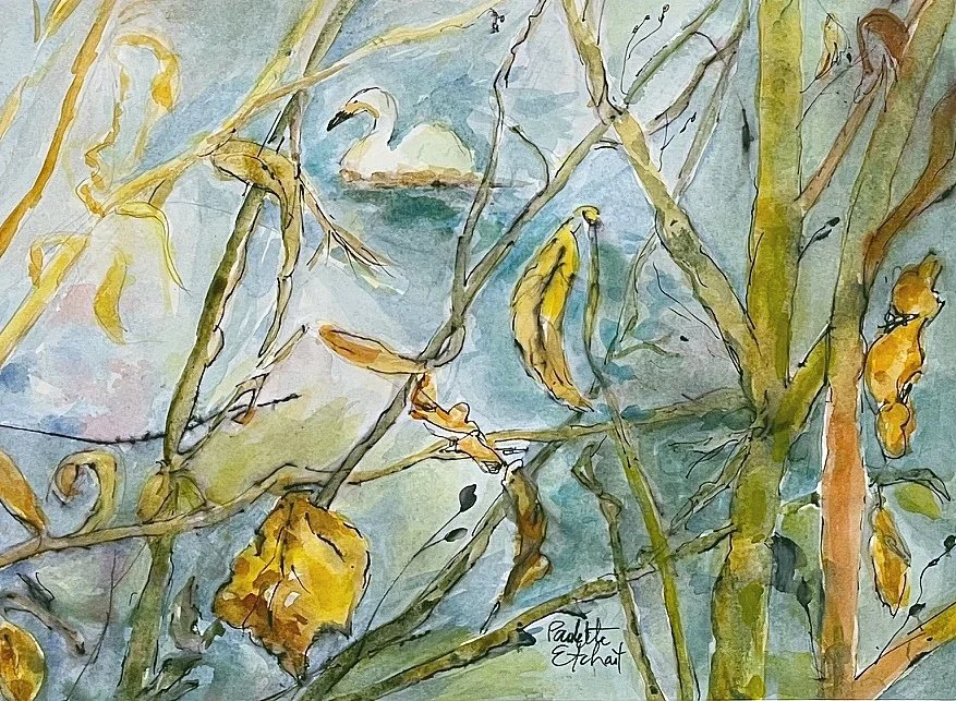  ON HER OWN watercolor & Ink 8" x 10" 