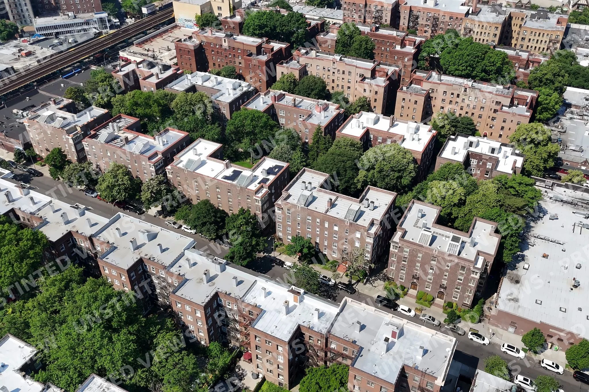 Jackson Heights — Aerial of the Garden Apartment Blocks (Jun 2024)