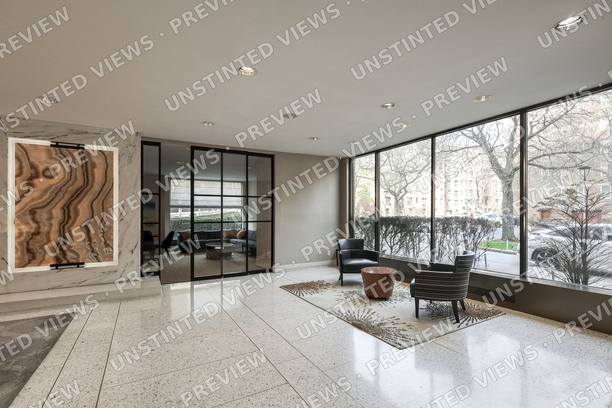 The Bel Air, 66-36 Yellowstone Blvd — Lobby Seating by the Windows (Apr 2025)