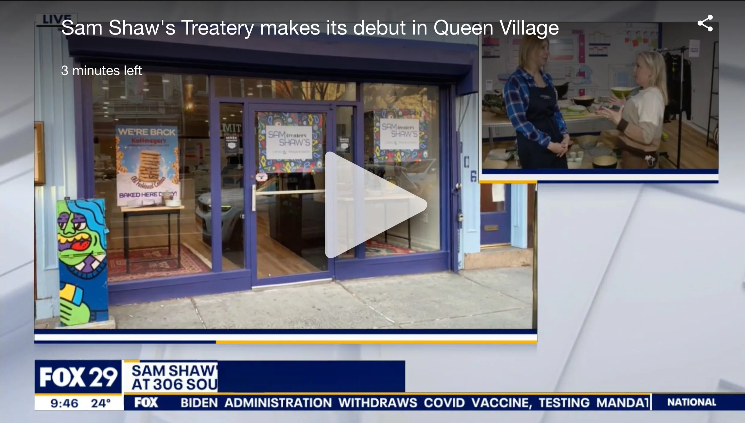 Sam Shaw's Treatery on FOX 29