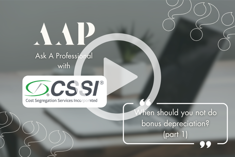 When should you NOT do bonus depreciation? (Part 1)