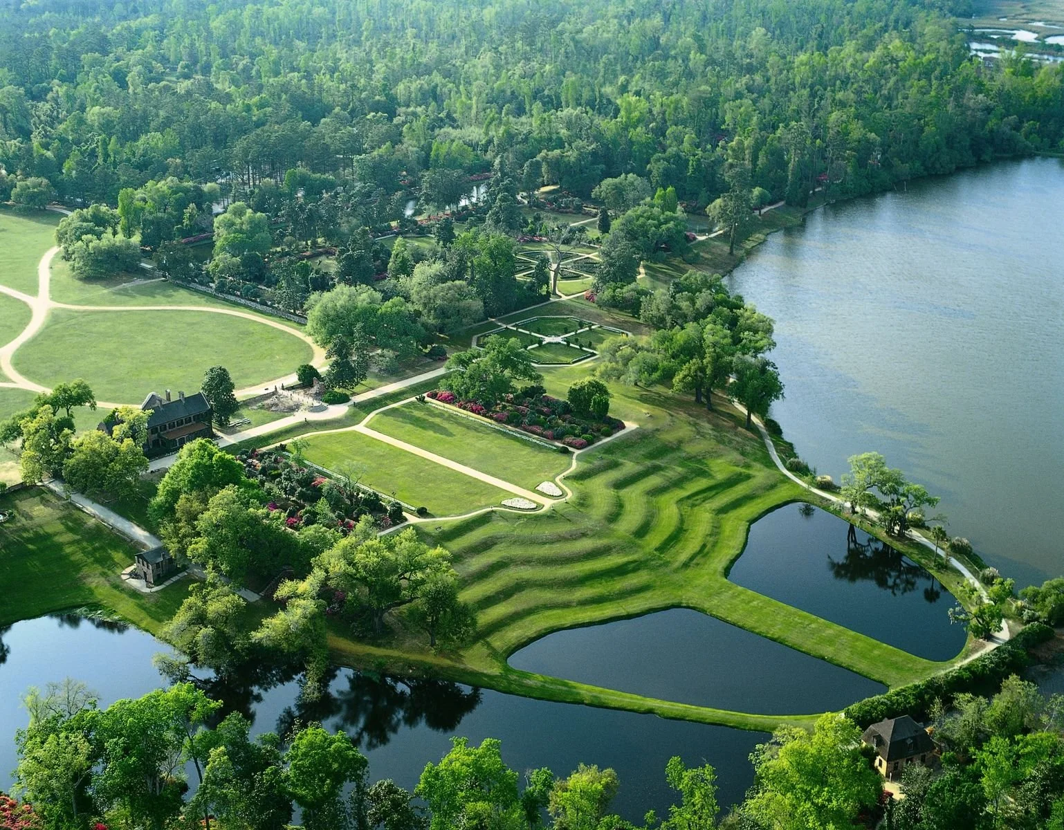 Aerial view of Middleton Place Plantation