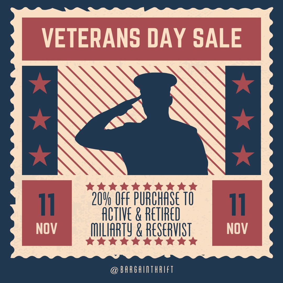 We&rsquo;re proud to give back to those who&rsquo;ve given so much. ❤️

In honor of Veterans Day tomorrow, Nov. 11, all active and retired veterans and reservists receive 20% off your entire purchase &mdash; just bring an ID to confirm your status.

