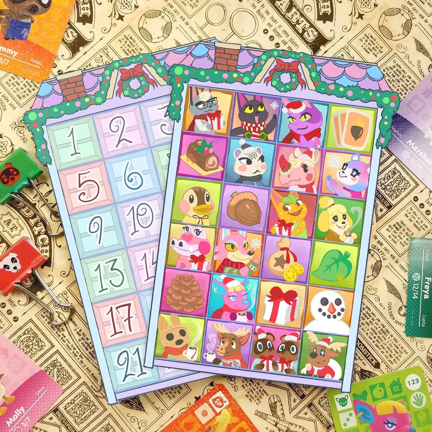 I made #AnimalCrossing #AdventCalendar stickers! They should fit A5 journals and larger. Use as a #holiday #HabitTracker or countdown to #Christmas International shipping now available! Pick a random sticker a day to fill in the house! 24 mini sticke