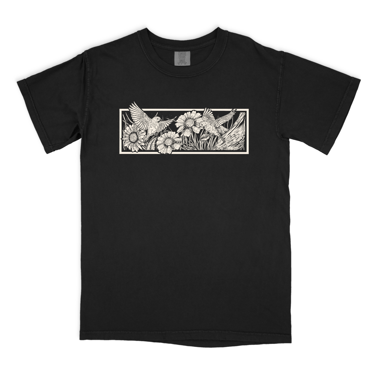 Summer Birds Black Premium Tee Mock-It-Comfort Colors 1717 Adult T-Shirt.png