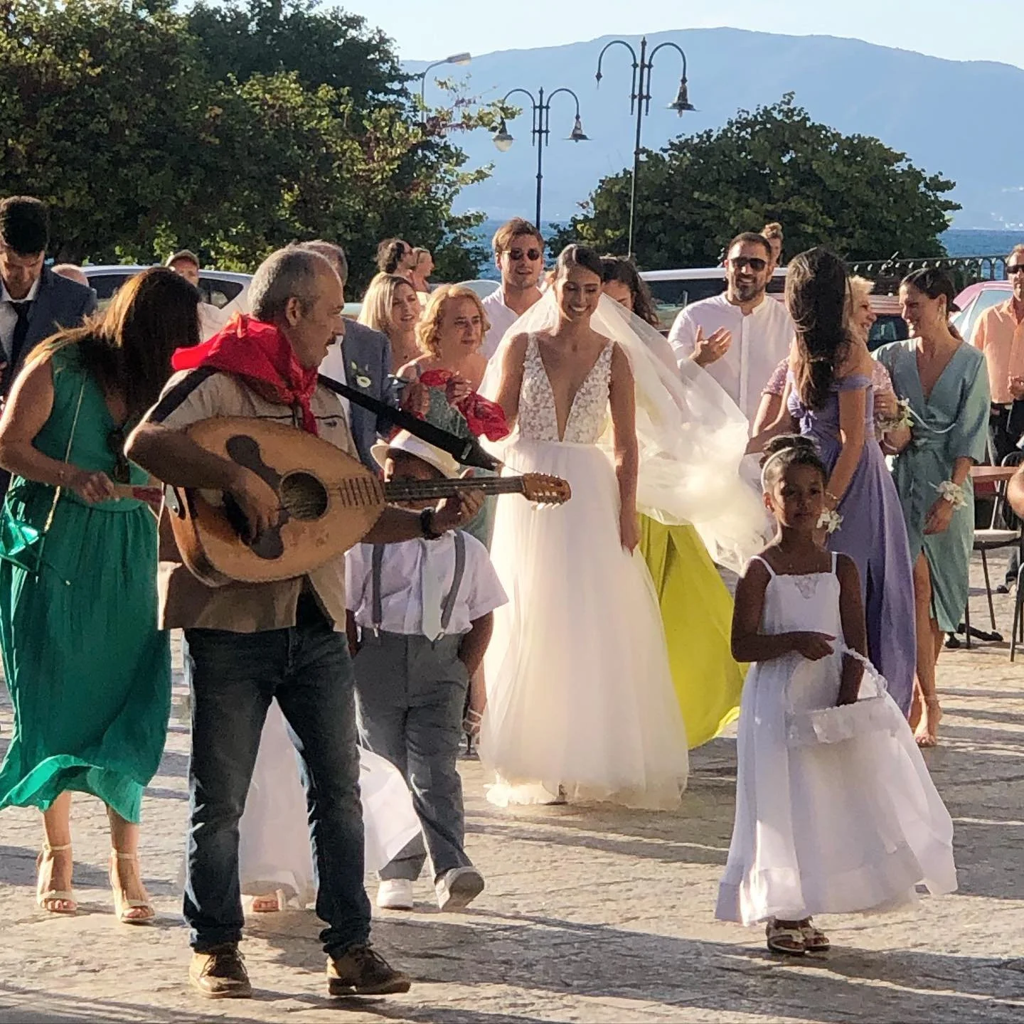 We happened upon a wedding in Corfu  town yesterday. What a wonderful sight! The bride arrived in spectacular fashion, having driven through the streets sat up on top of her Mercedes&rsquo; carriage. She was radiant in a fabulous dress and was surrou