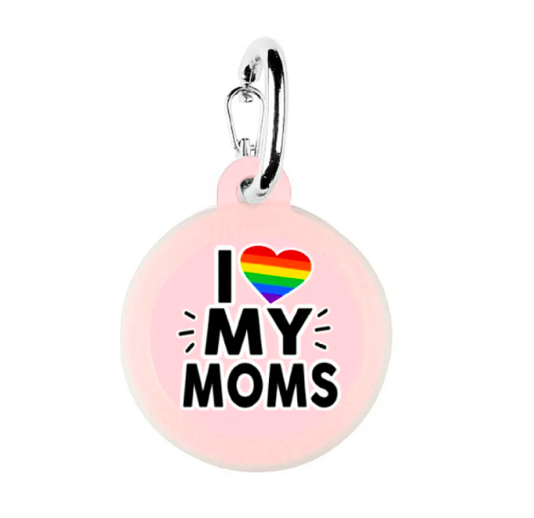  Pride Dog Tags - I Love My Moms - LGBTQ Lesbian Personalized Pet ID Dog Collar Name Tags 