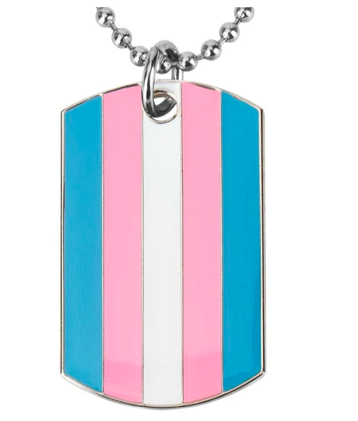  Transgender Pride Flag Dog Tag Necklace | LGBTQ+ Pride Accessories &amp; Merchandise | Subtle Trans Pride Jewelry Gifts | Gay Pride Necklace 