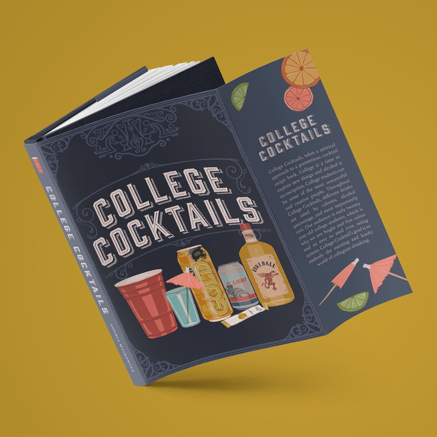 Wrapping up College Cocktails (for now) a drink recipe book I wrote and illustrated in publishing last semester and wrapped up in portfolio (even though I will probably never be done adding onto it) 

One of my favorite projects ever, a closer look i