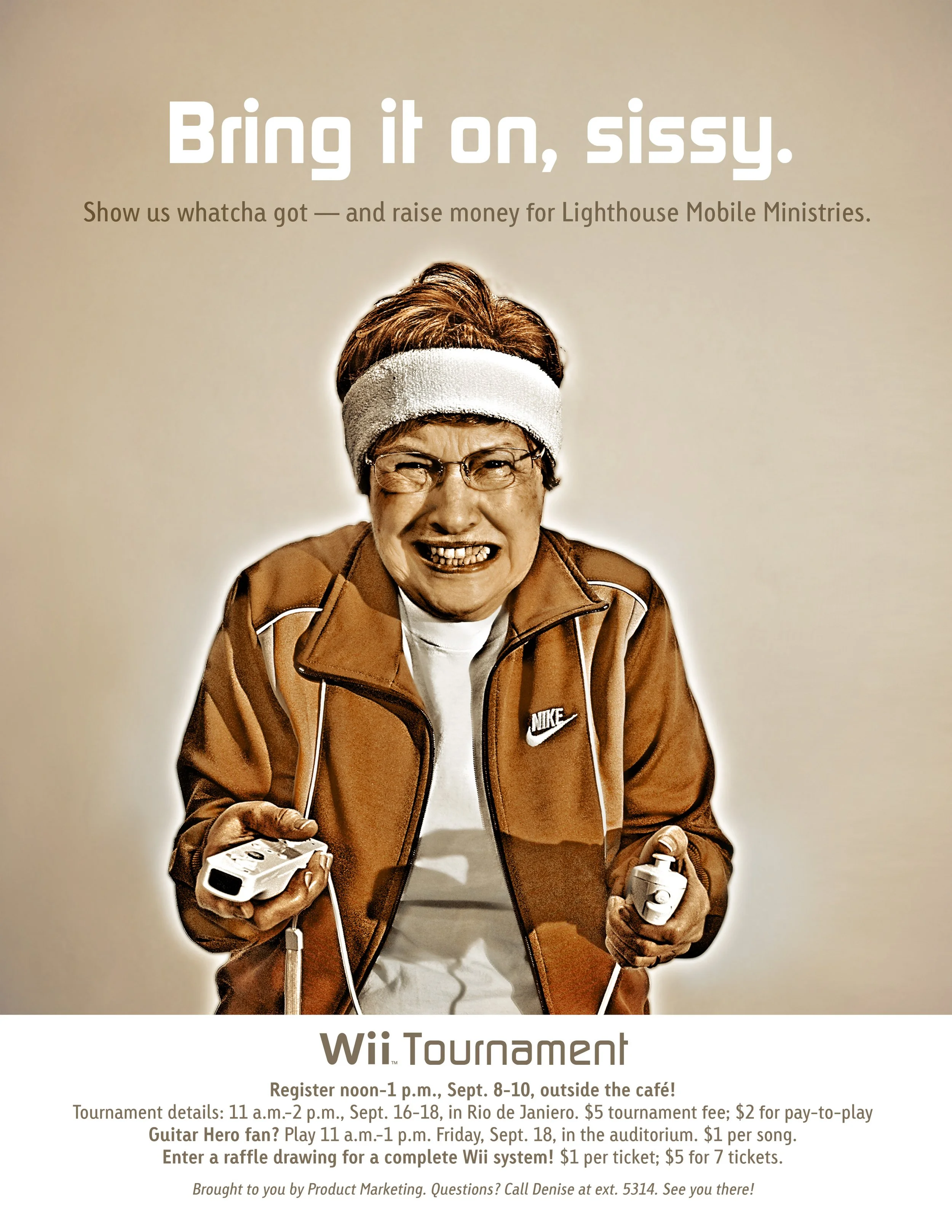  Compassion company wide wii tournament poster : concept development, photography, design 