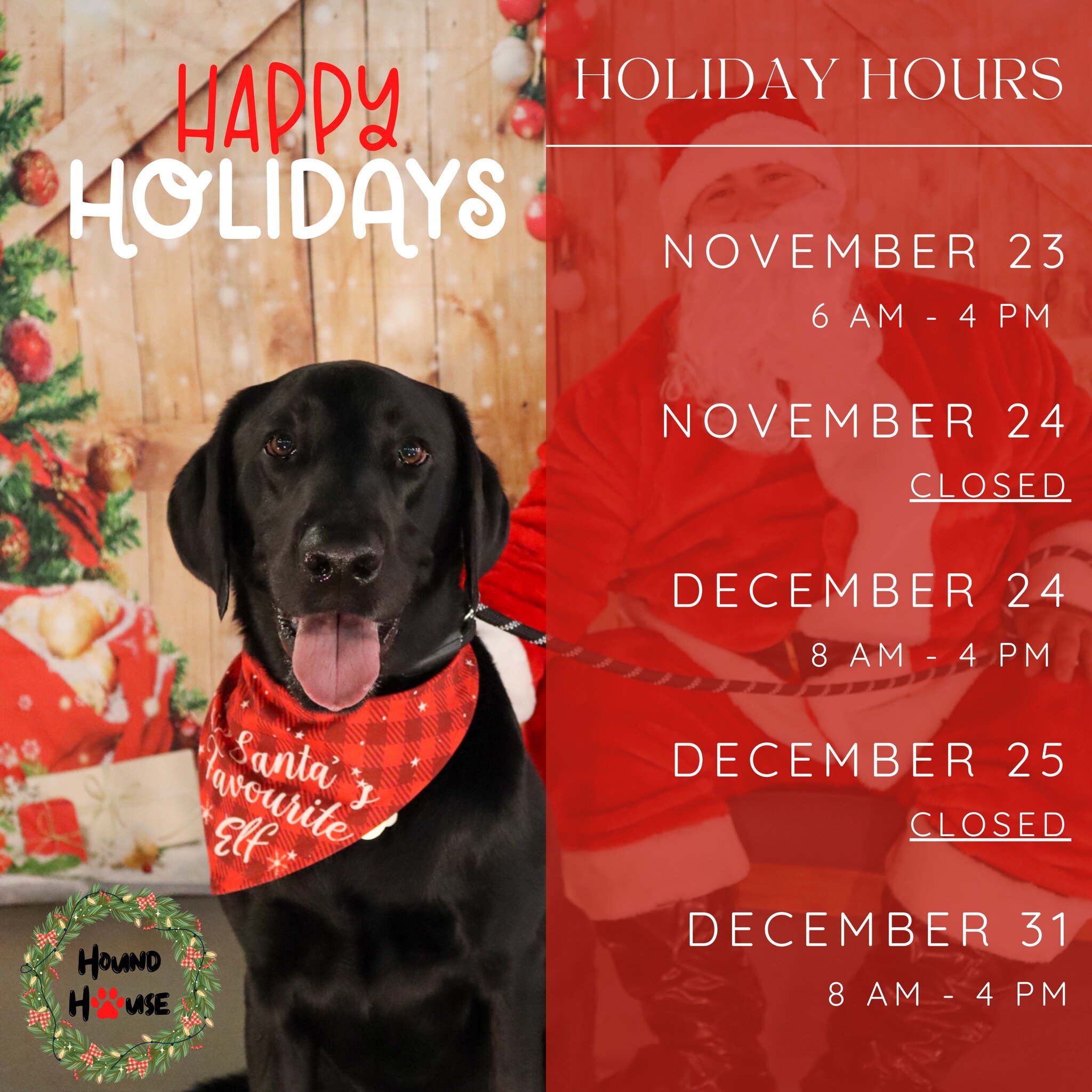 The holiday season is upon us! If you have any questions please let us know! 

 #HHLVFamily #VegasStrong #dogslife #dogsofinstagram #dogoftheday #bestoflasvegas #doggiedaycare #vegas #dogsofinsta #dogdaycare #smallbusiness #houndhouselv #dogsoffacebo