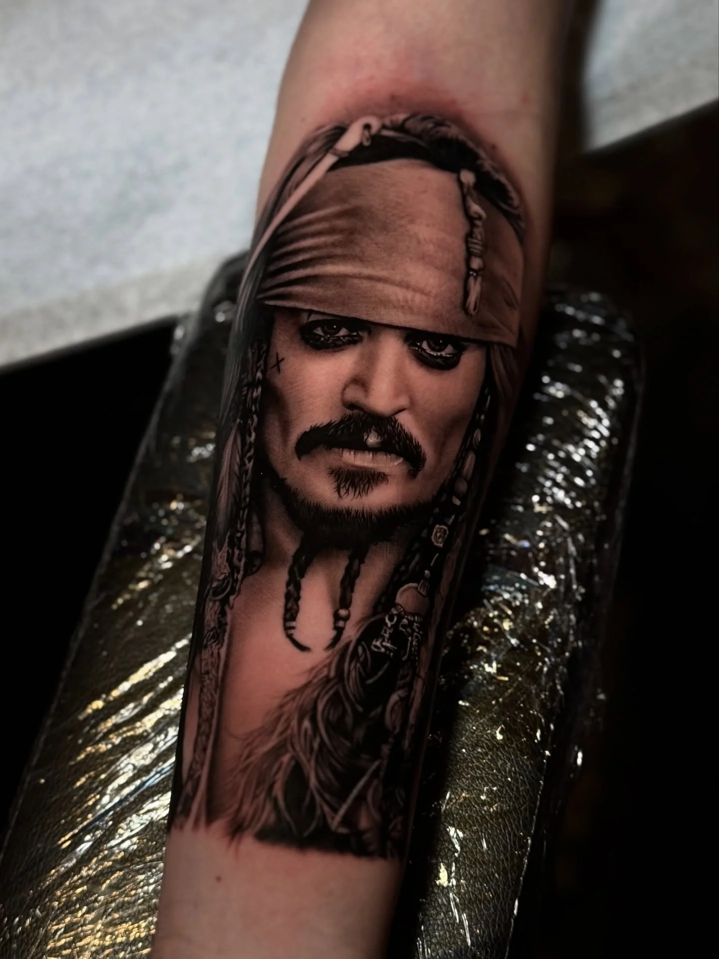 My brother finally let me tattoo him since my apprenticeship! I really enjoy tattooing movie characters so if you&rsquo;re interested in getting one, shoot me a dm or email! Maybe you&rsquo;ll get a discounted rate if it&rsquo;s a cool one? 👀
&bull;