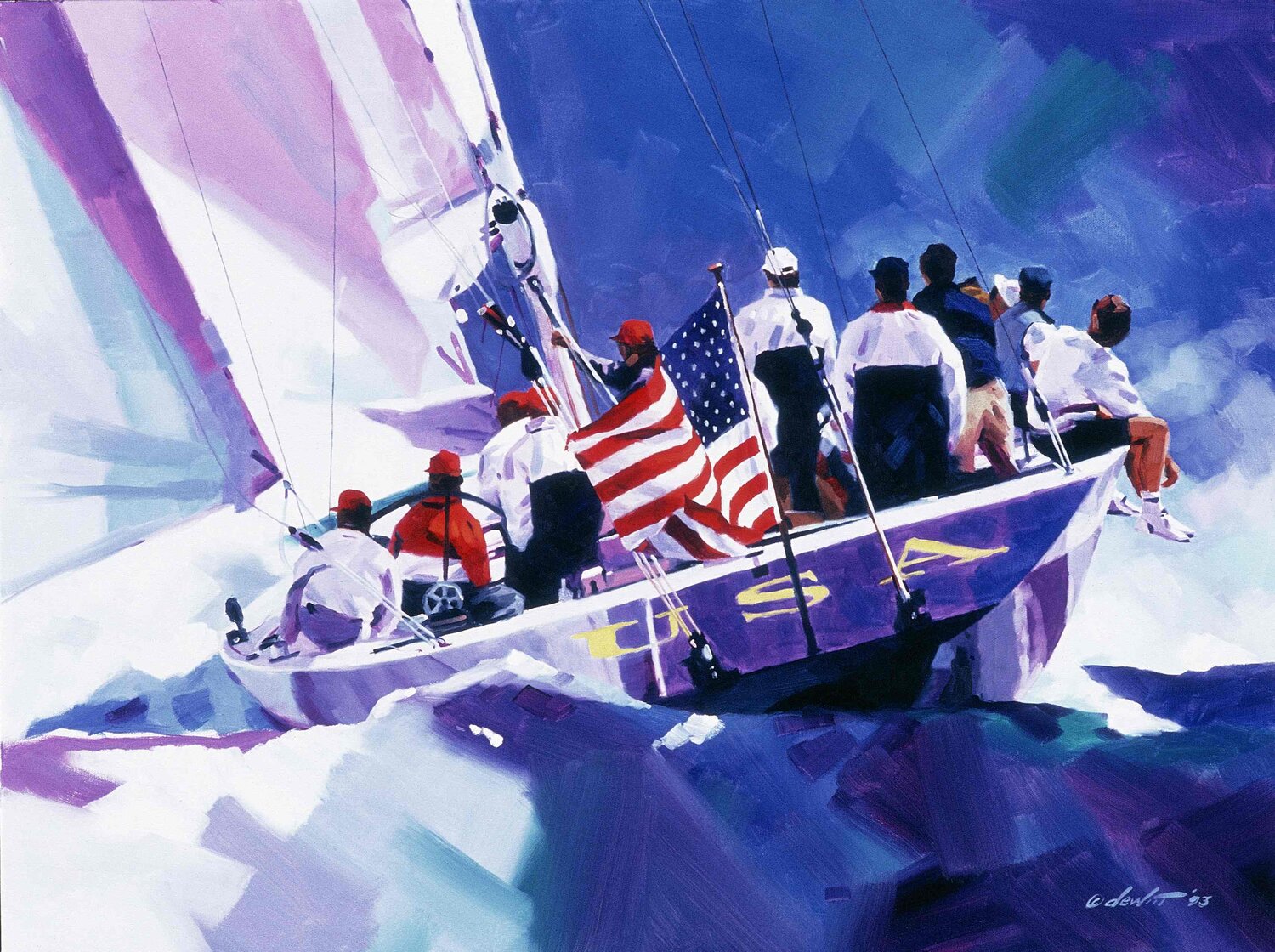 AMERICAS CUP POSTER 'Stars & Stripes' Bank of America - Dennis Conner  19x26” VG