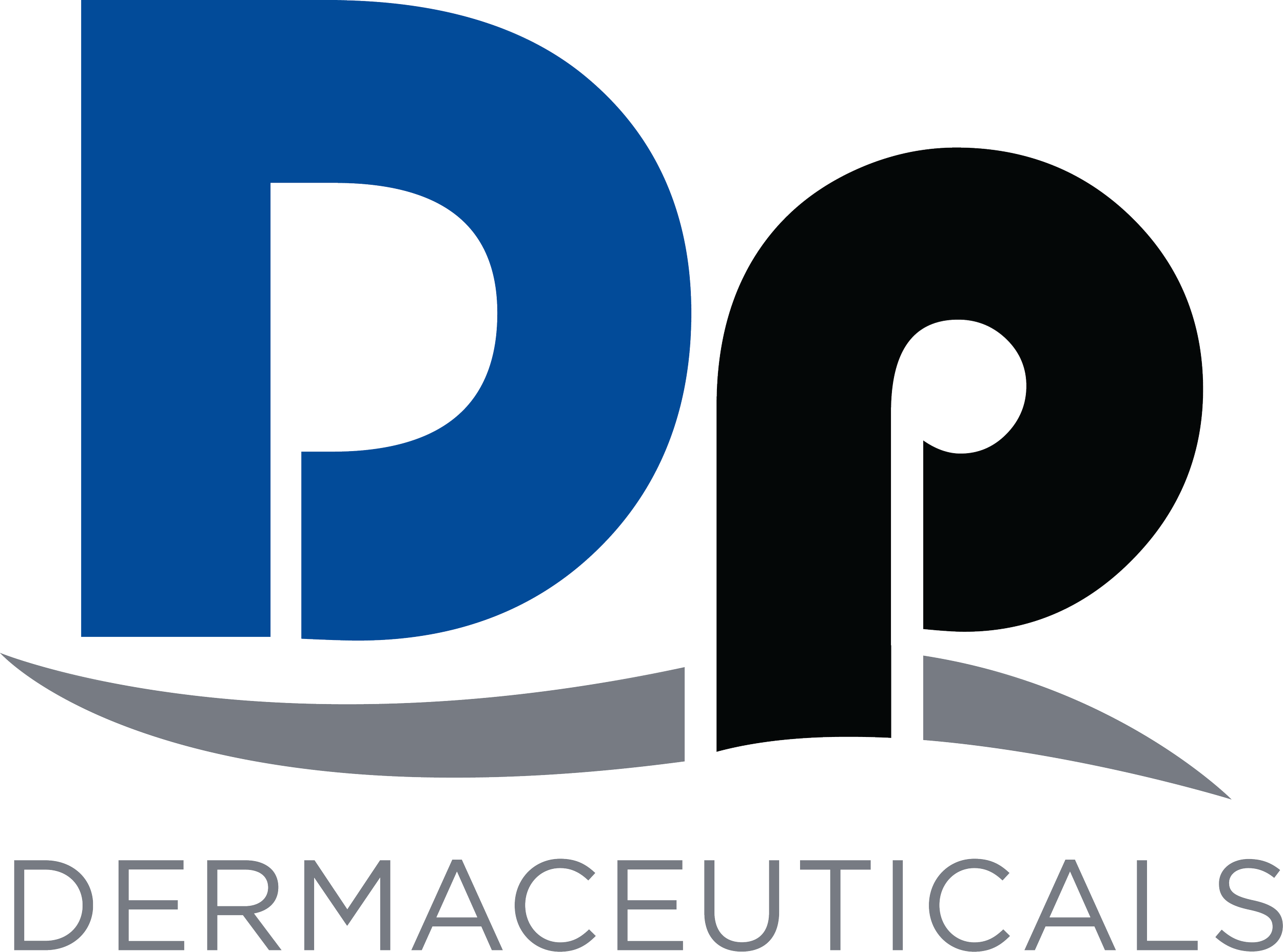 Dermaceuticals logo with blue D and black P letter design