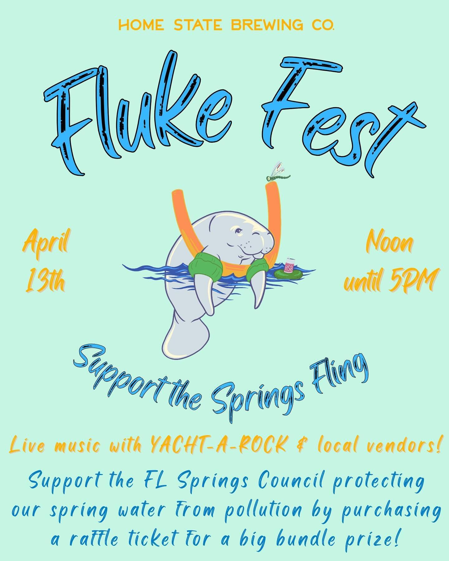🌊FLUKE FEST🌊
Support the Springs Fling with us April 13th starting at noon! 

🎤Live music with Yacht-A-Rock 
🛍️Local Vendors
🎨Face Painter 
🎟️Raffle 
&amp; more! 

The Florida Springs Council is a 501(c)3 nonprofit organization focused on advoc